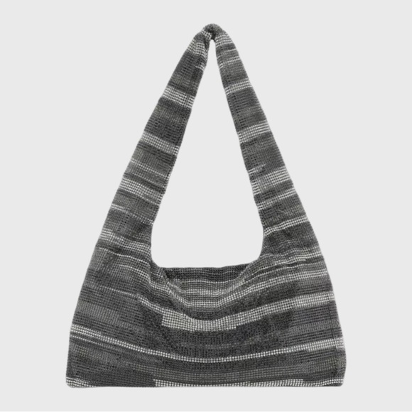 KARA Rhinestone striped shoulder hobo bag - Picture 3 of 11